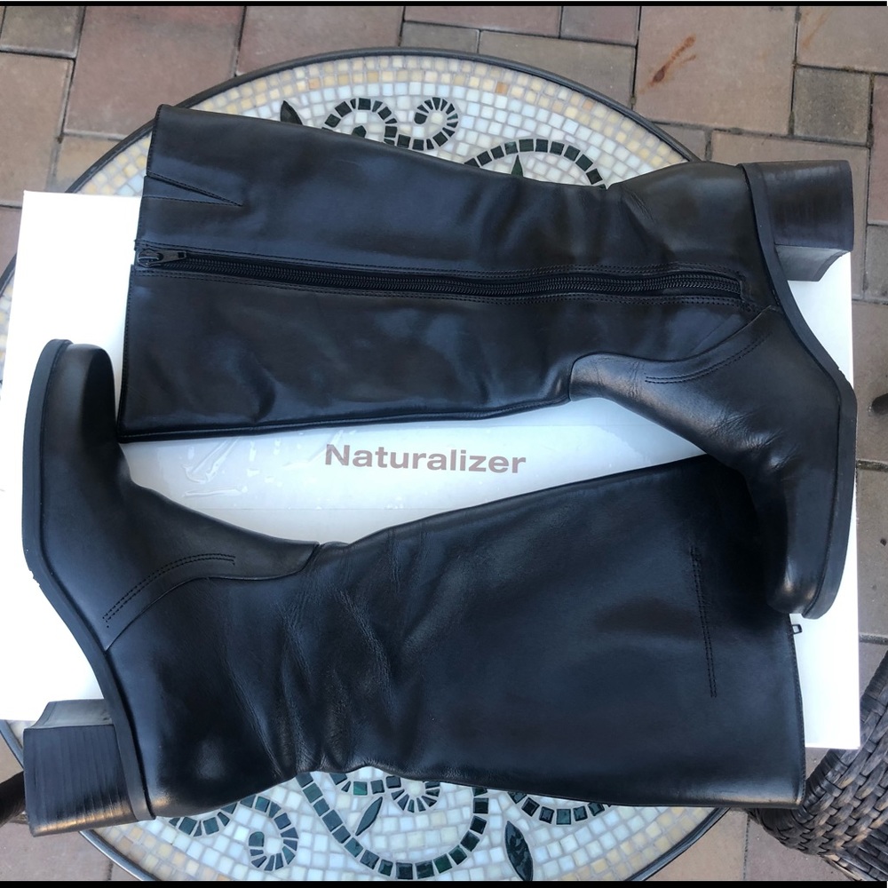 Black leather boots